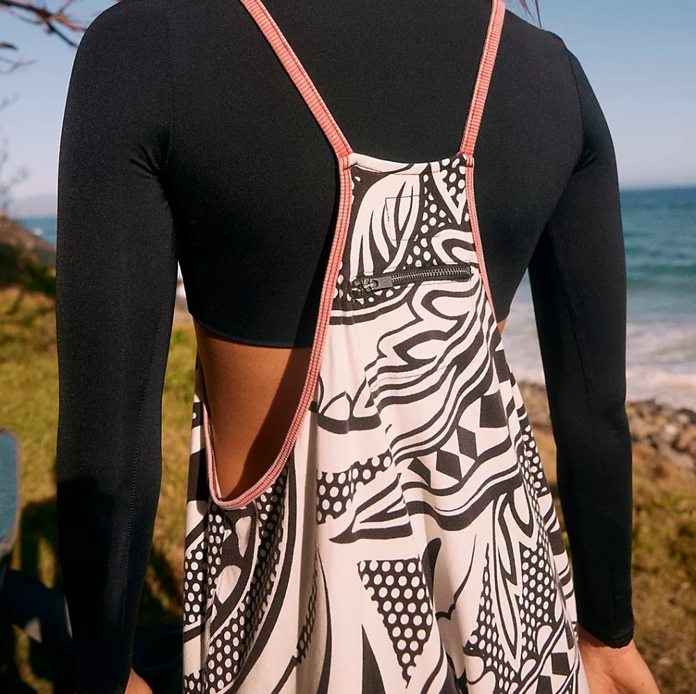 New FP Movement Free People Hot Shot Onesie S Padma Black Printed Combo Jumpsuit - Picture 8 of 16